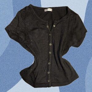 Black Dolman Sleeve Button Down Shirt